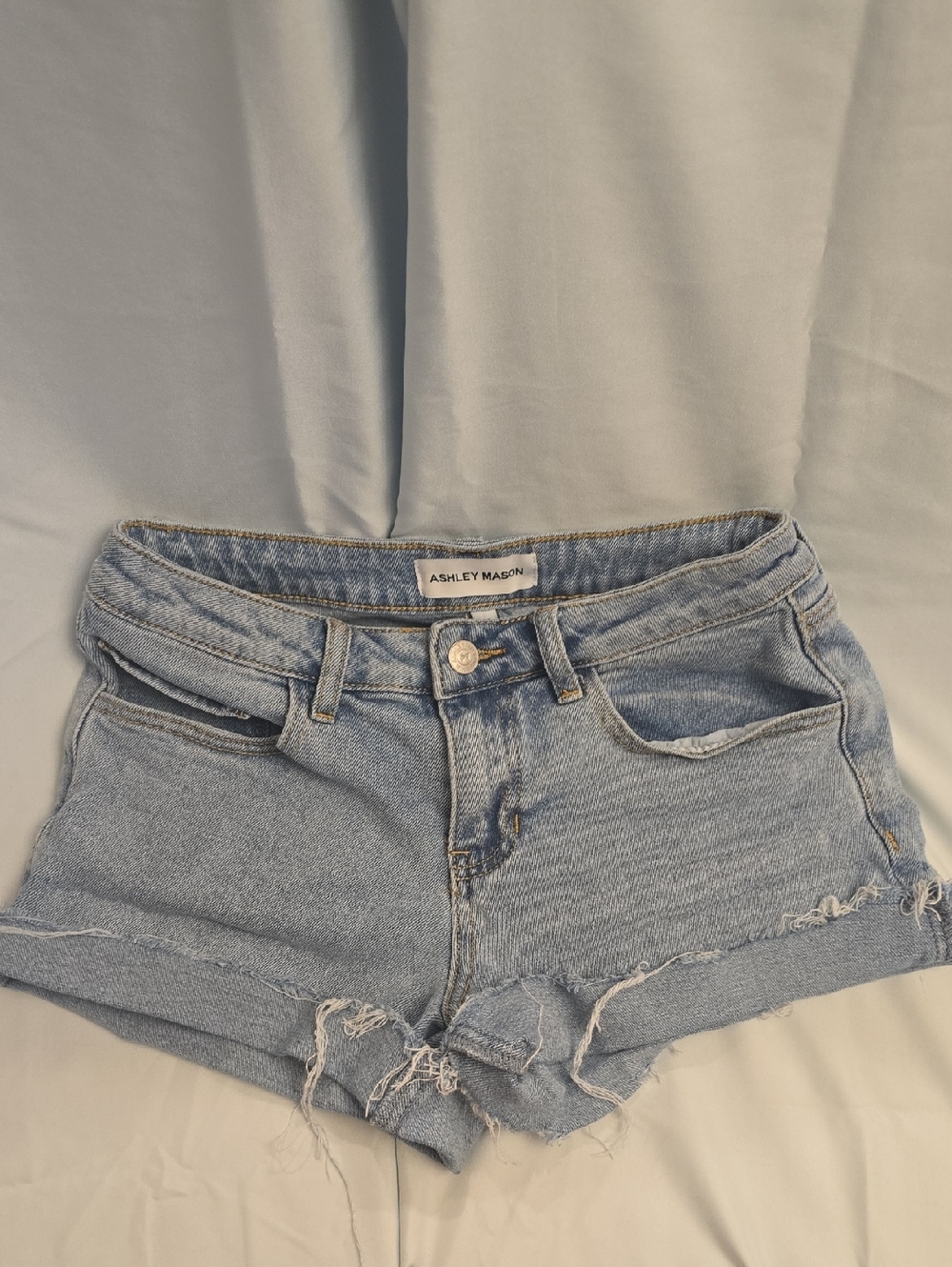 Ashley Mason Light Wash Ripped Denim Shorts